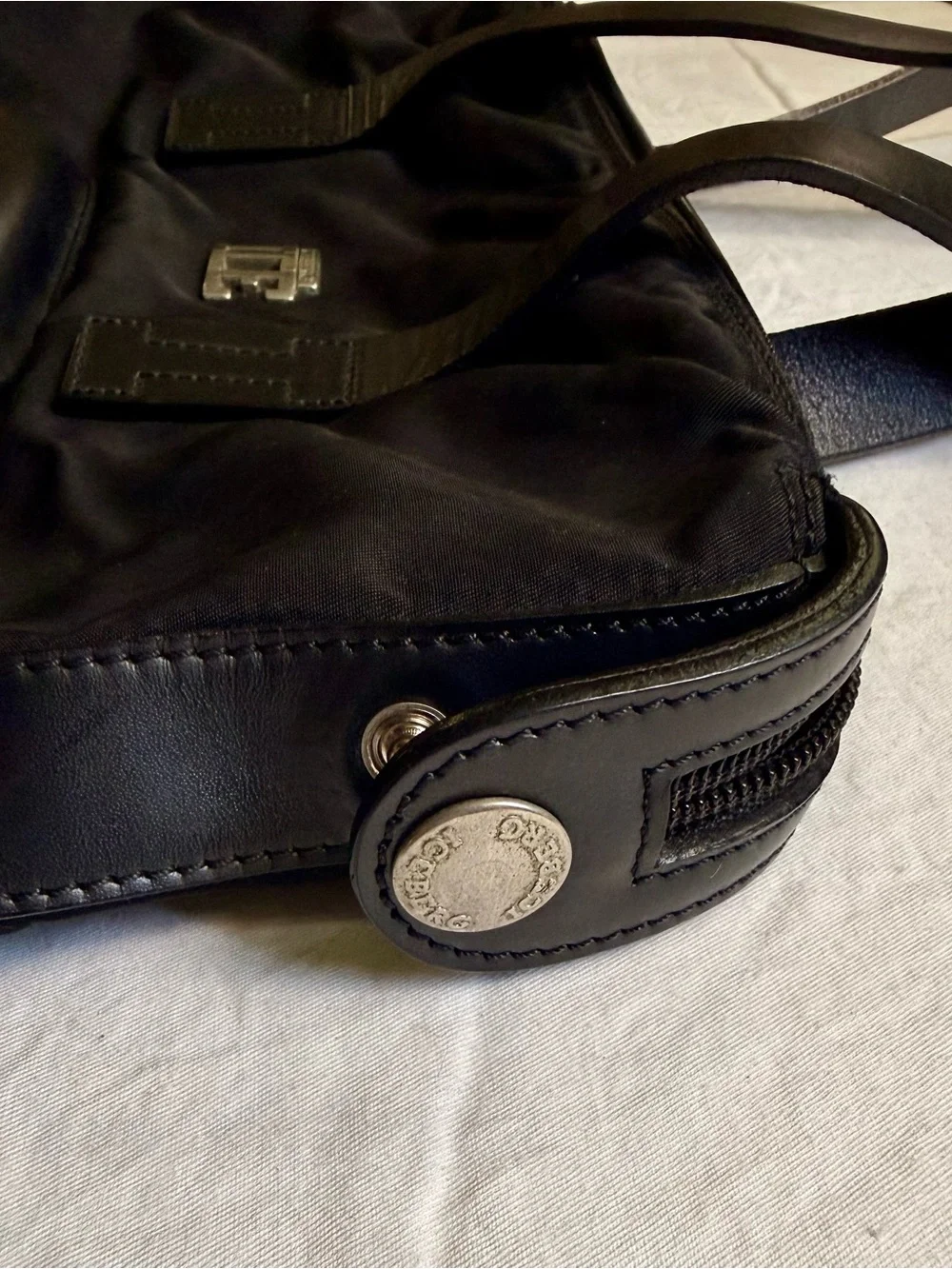 Iceberg Black Shoulder Tote with Front Pocket
